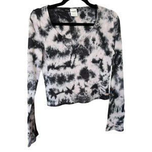 PINK Victoria Secret Women's Tie Dye Waffle Weave LS Top Size XL